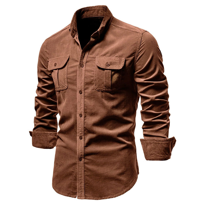 Corduroy Button Up Shirt Men - Chaqueta informal de pana para hombre,