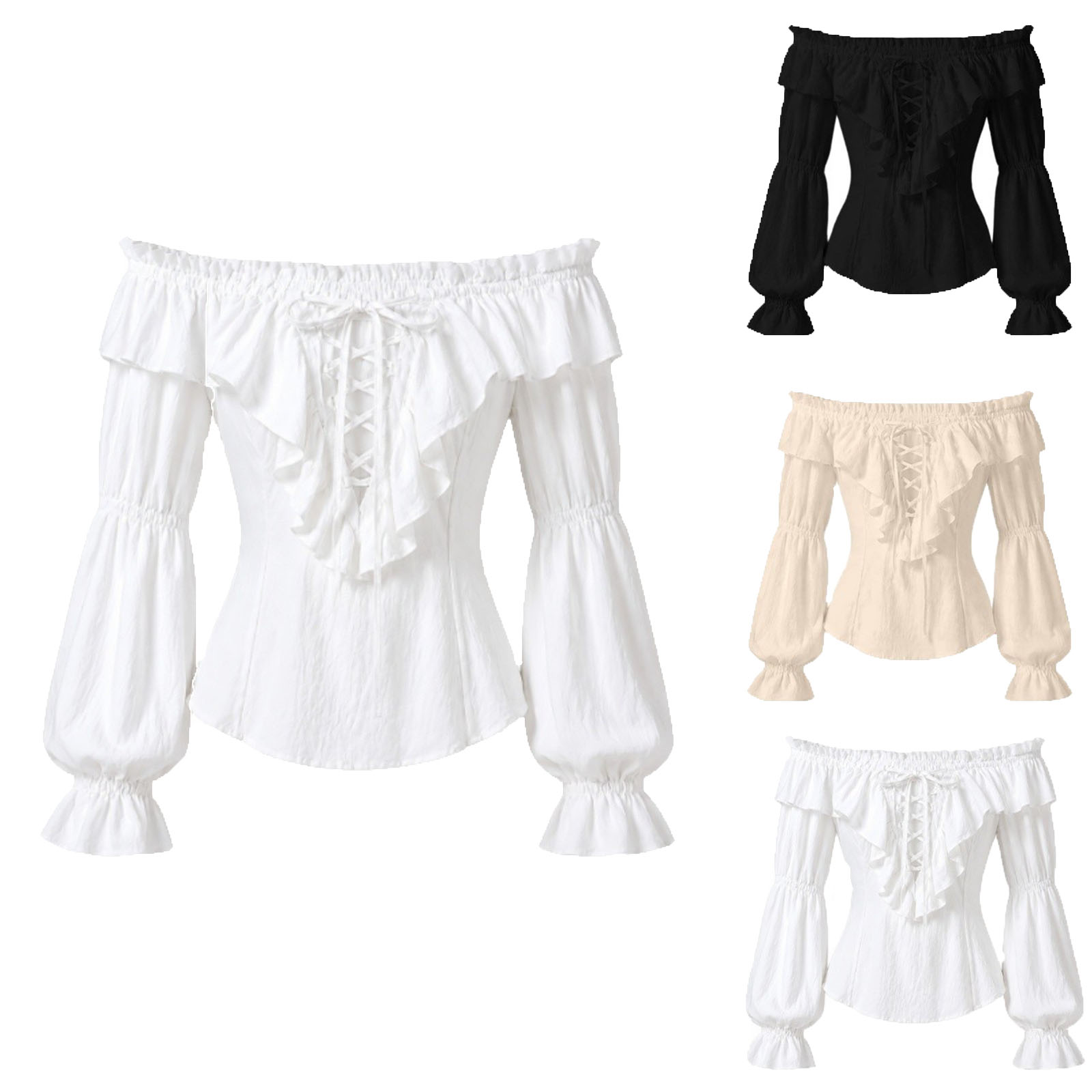 Medieval Gothic Lace Up Pirate Shirt - Camisa Pirata para Mujer, Estilo Renacentista