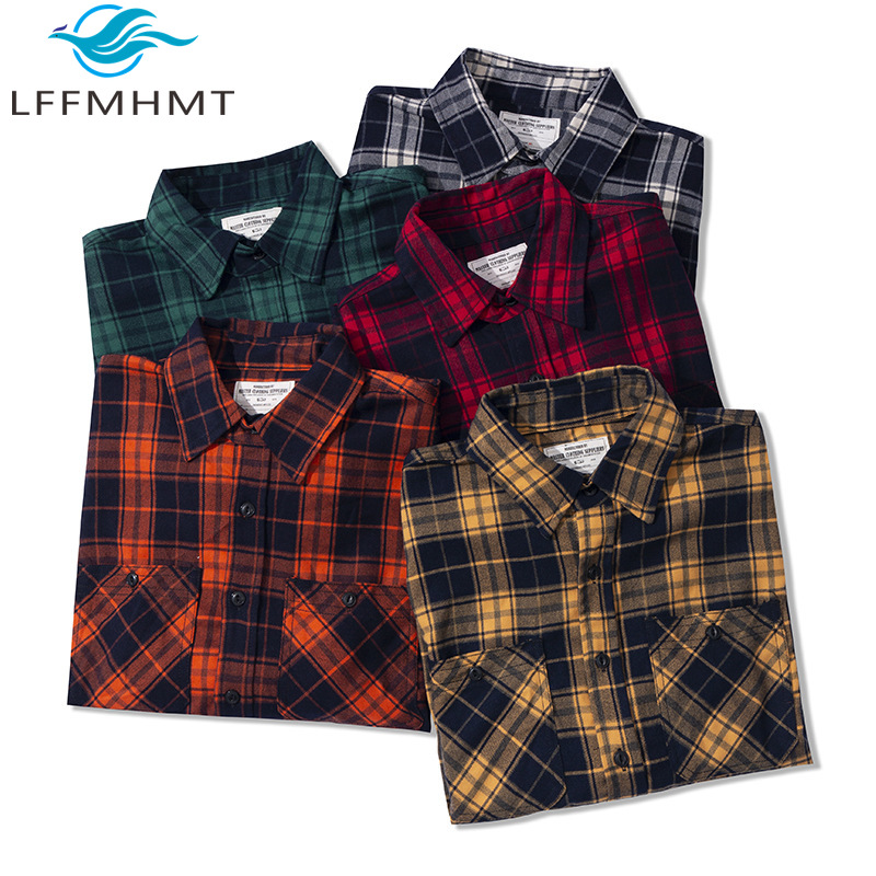 Flannel Plaid Shirt Heavy Weight - Camisa de Franela Clásica para Hombre,