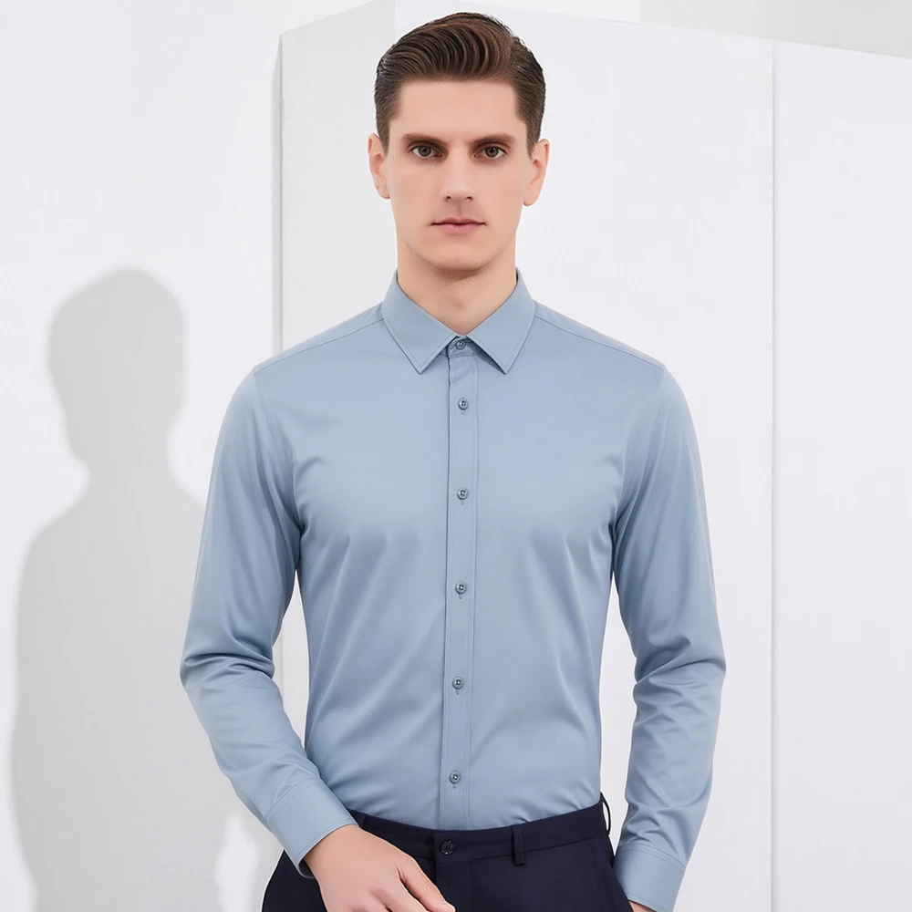 Breathable Bamboo Fiber Shirt Non Iron - Camisa de vestir formal para hombre,