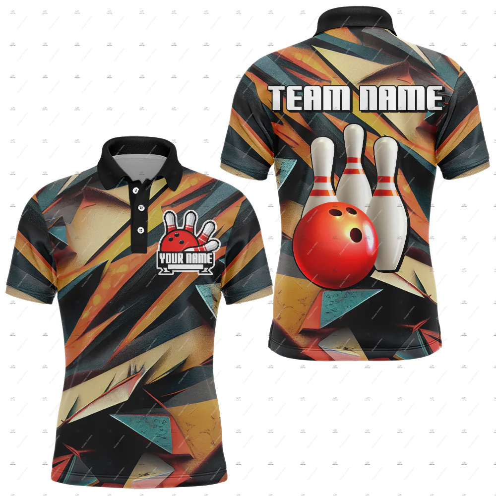 Short Sleeve Bowling Shirt Retro - Camisetas Polo de Manga Corta de