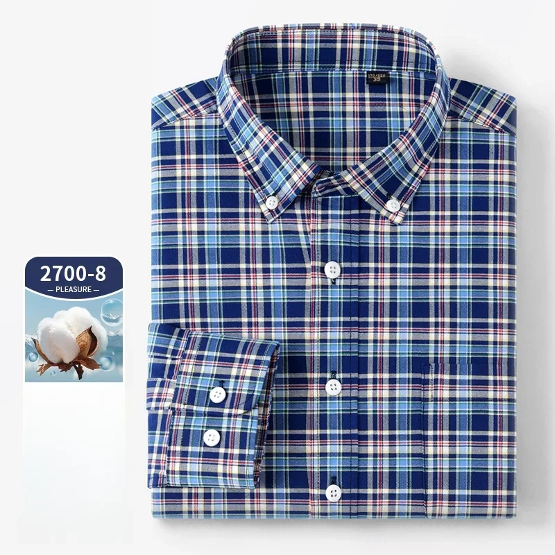 Oxford Cotton Casual Shirt Business - Camisa de manga larga de alta