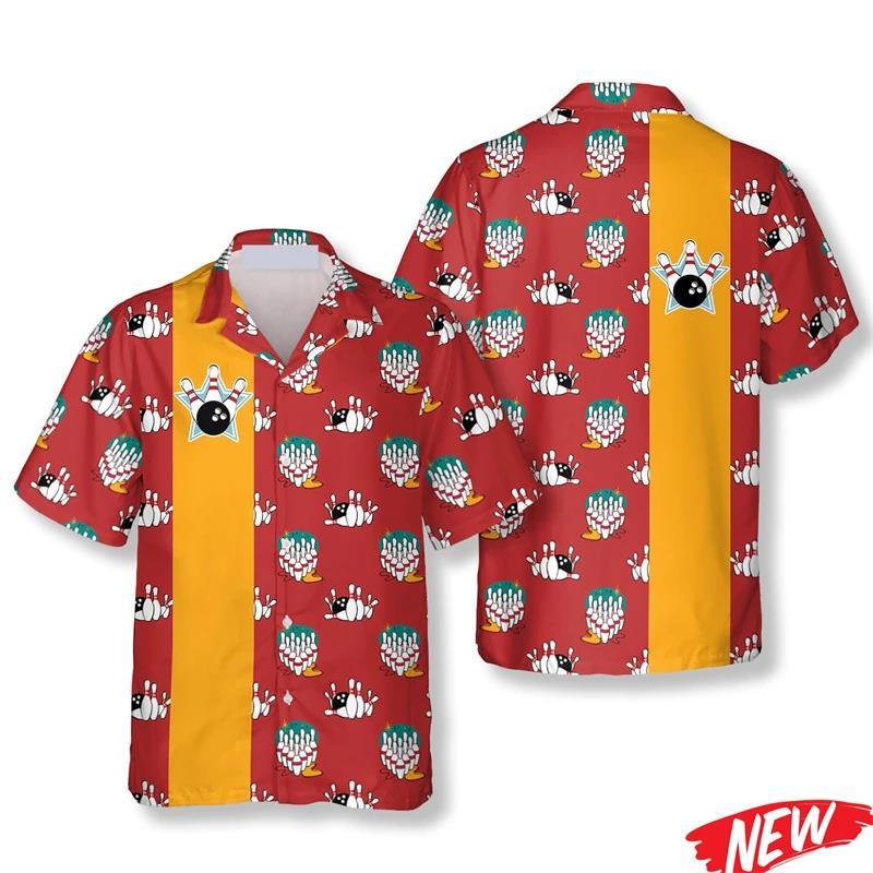 Short Sleeve Bowling Shirt Retro - Camisa hawaiana clásica con estampado de