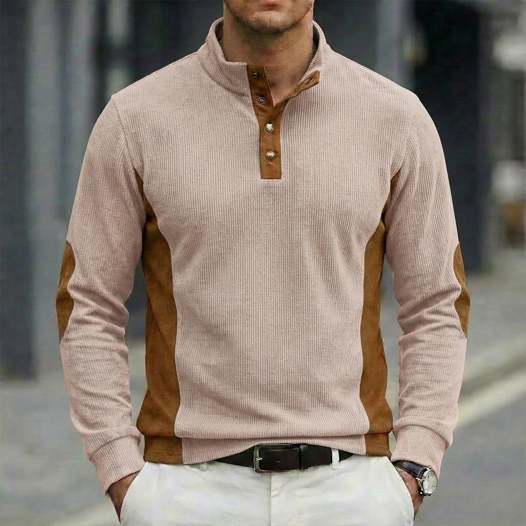 Corduroy Button Up Shirt Men - Camiseta Polo de Pana Casual para