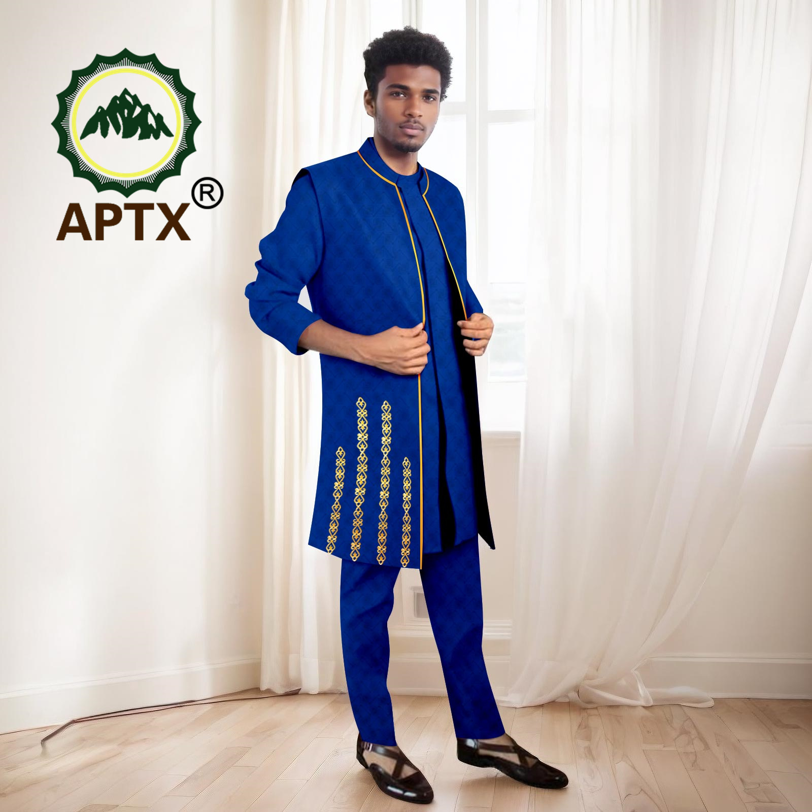 Mandarin Collar Formal Shirt Slim Fit - Trajes africanos para hombre, conjunto de