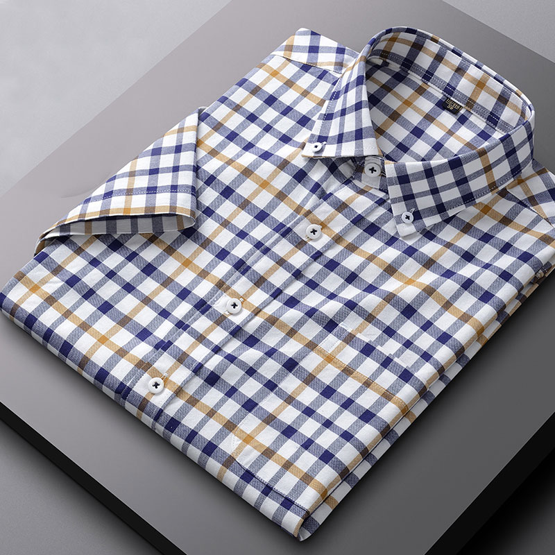 Oxford Cotton Casual Shirt Business - Camisa Oxford de manga corta para