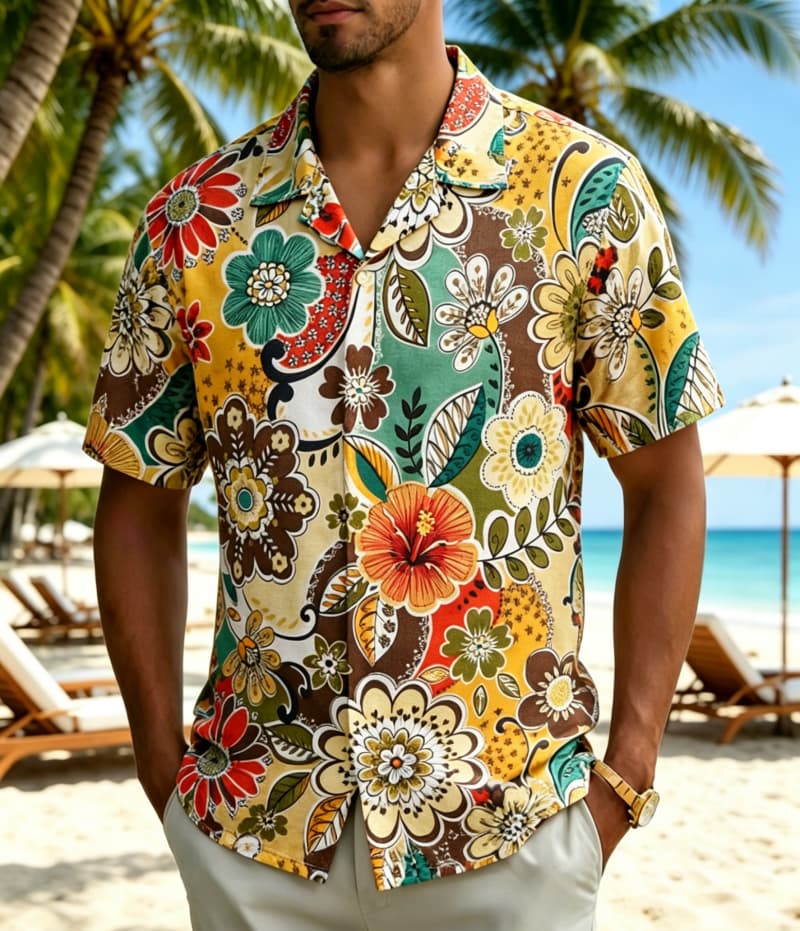 Vintage Hawaiian Floral Shirt - Camisa de Hombre con Estampado Floral