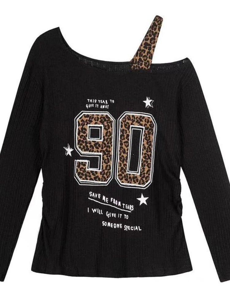 T-Shirts - Camiseta Y2K con estampado de leopardo