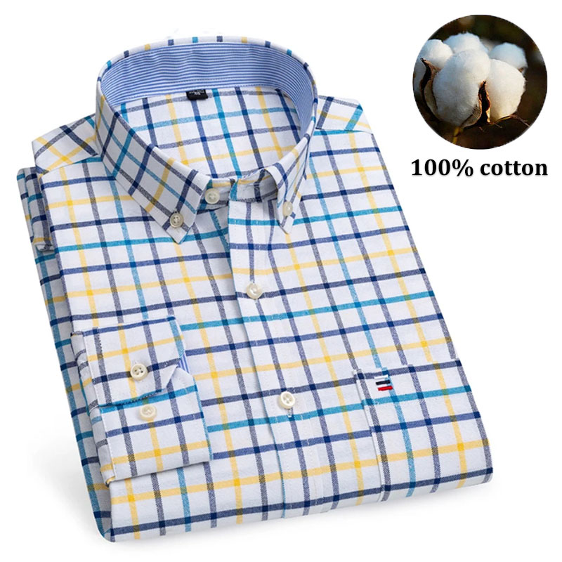 Oxford Cotton Casual Shirt Business - Camisas 100% de algodón para hombre,
