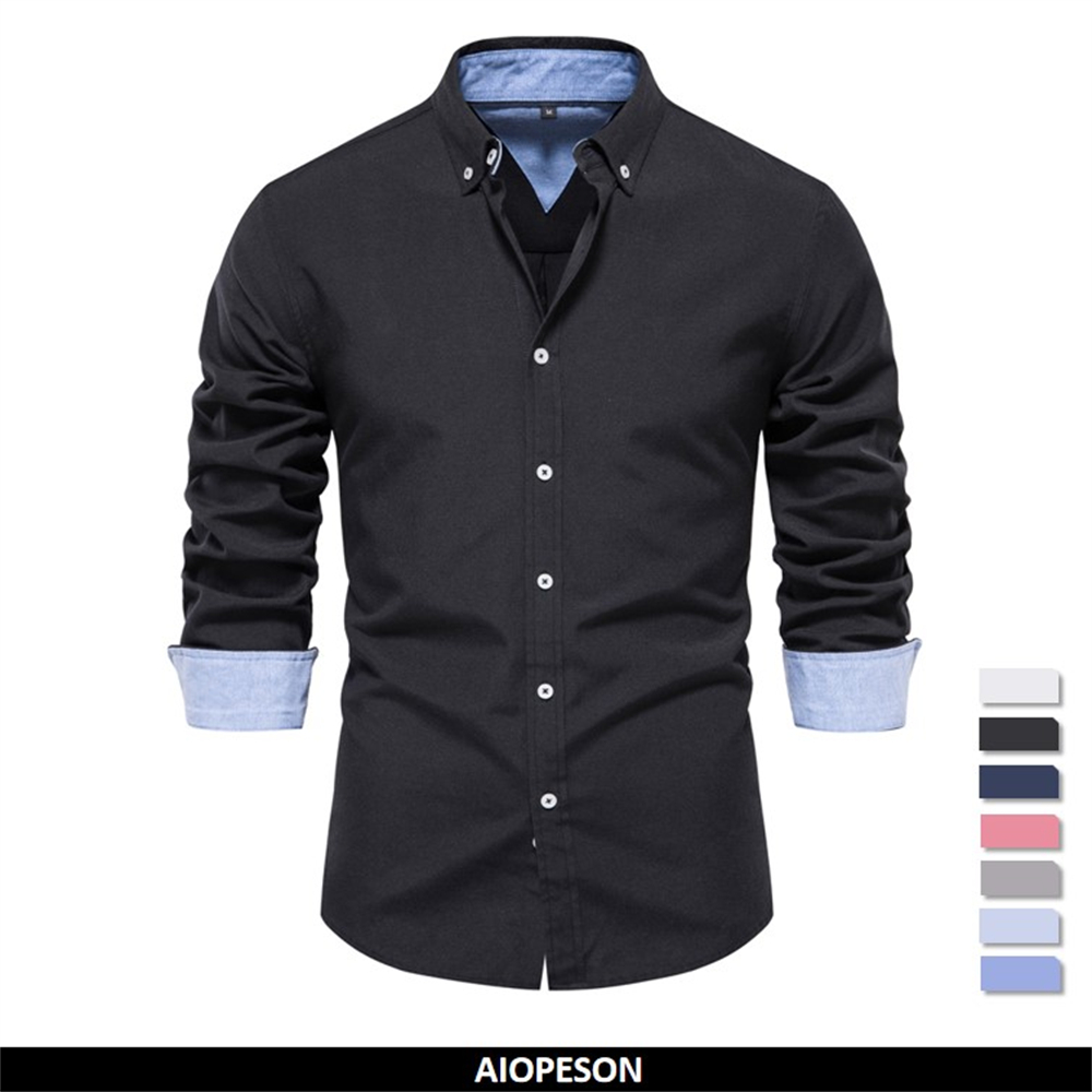 Oxford Cotton Casual Shirt Business - AIOPESON 2023 nueva camisa Oxford de