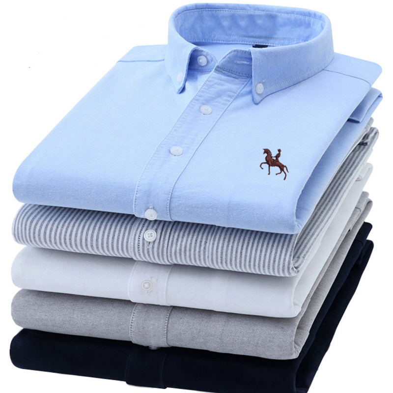 Oxford Cotton Casual Shirt Business - Camisas Oxford de S-6XL para hombre,