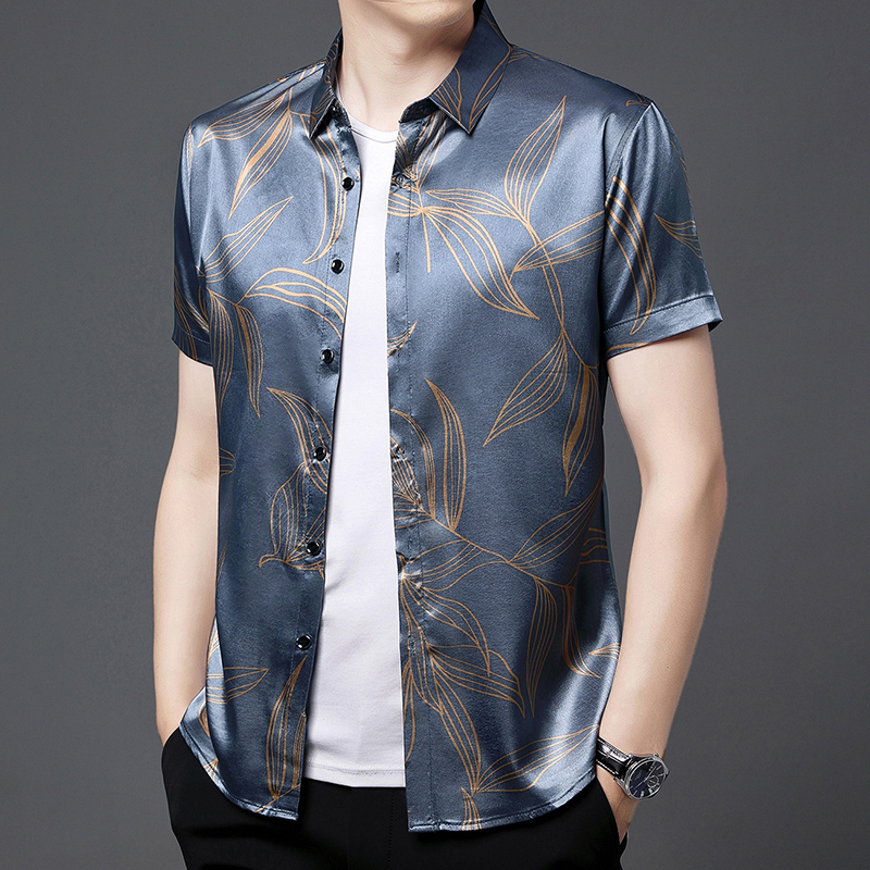 Mens Satin Silk Dress Shirt - Ropa de seda para hombre, camisas