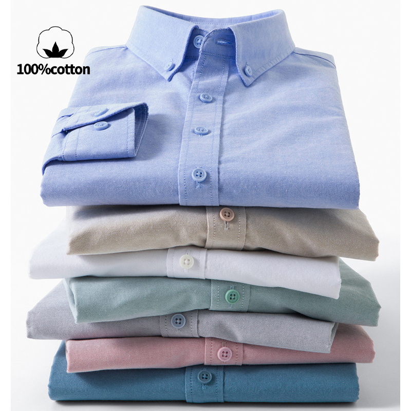 Mandarin Collar Formal Shirt Slim Fit - Camisa Oxford 100% Algodón para Hombre