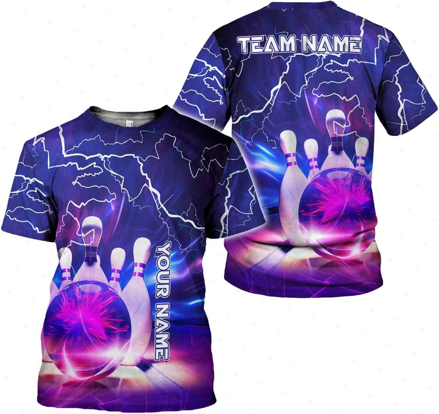 Short Sleeve Bowling Shirt Retro - Nombre personalizado gradiente bolos llama Graffiti