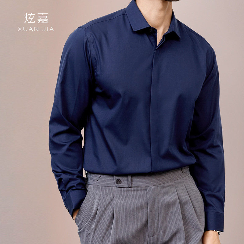 Mens Satin Silk Dress Shirt - Camisa de Seda para Hombre, Primavera-Otoño