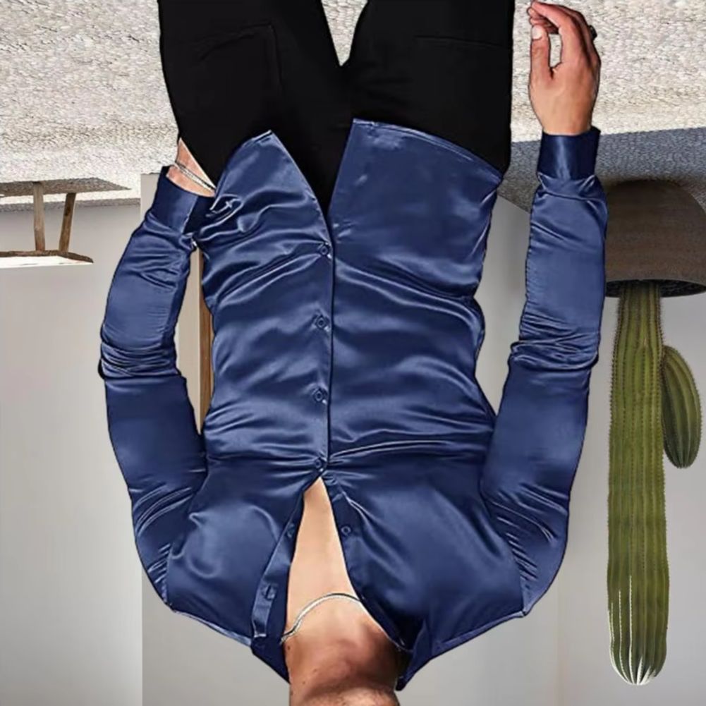 Mens Satin Silk Dress Shirt - Camisa Elegante para Hombre, Estilo Satinado,