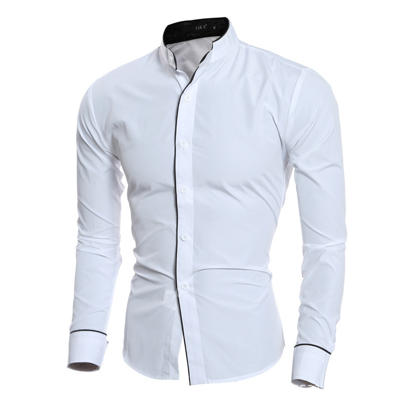 Camisas de Manga Larga para Ho - Mandarin Collar Formal Shirt Slim Fit reseña y precio