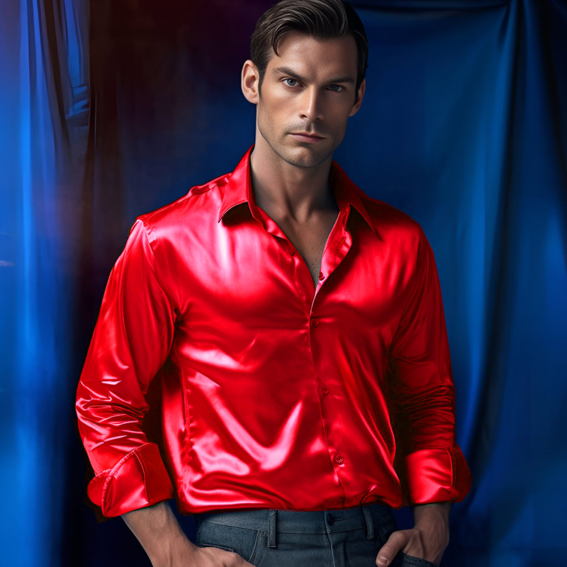 Camisas de vestir de lujo de s - Mens Satin Silk Dress Shirt reseña y precio