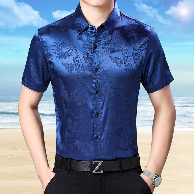 Camisa de seda con patrón de m - Mens Satin Silk Dress Shirt reseña y precio