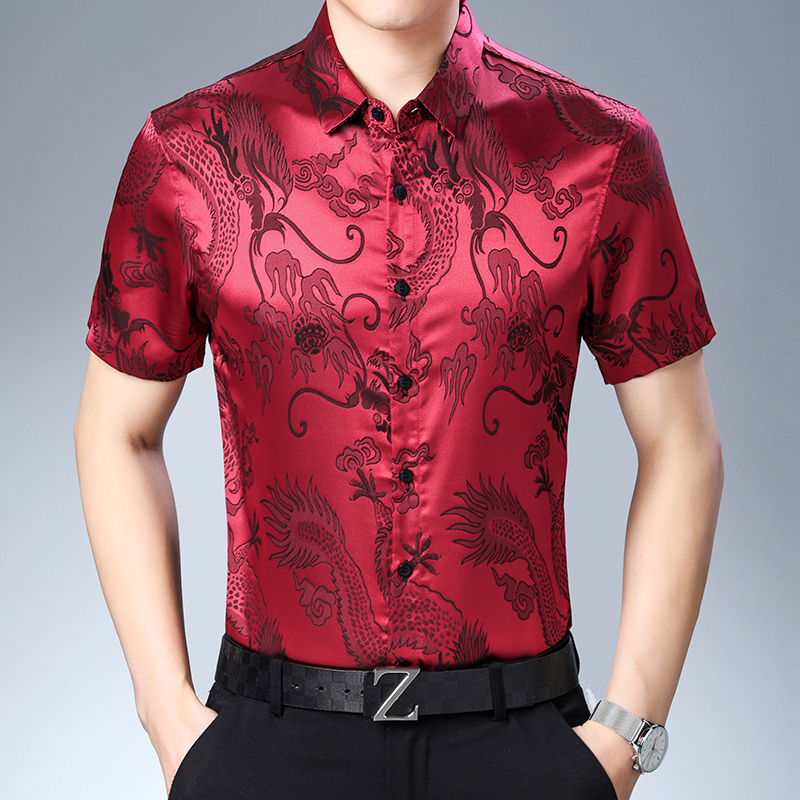 Camisa de seda con patrón de m - Mens Satin Silk Dress Shirt reseña y precio