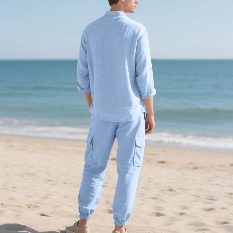 Conjunto de Dos Piezas de Lino - Mens Linen Shirt Long Sleeve reseña y precio