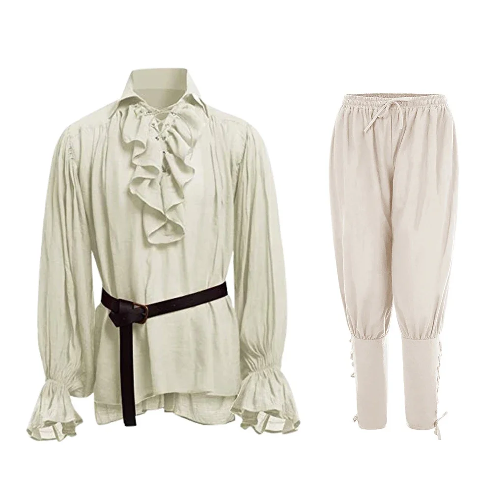 Camisas Medievales con Volante - Medieval Gothic Lace Up Pirate Shirt reseña y precio
