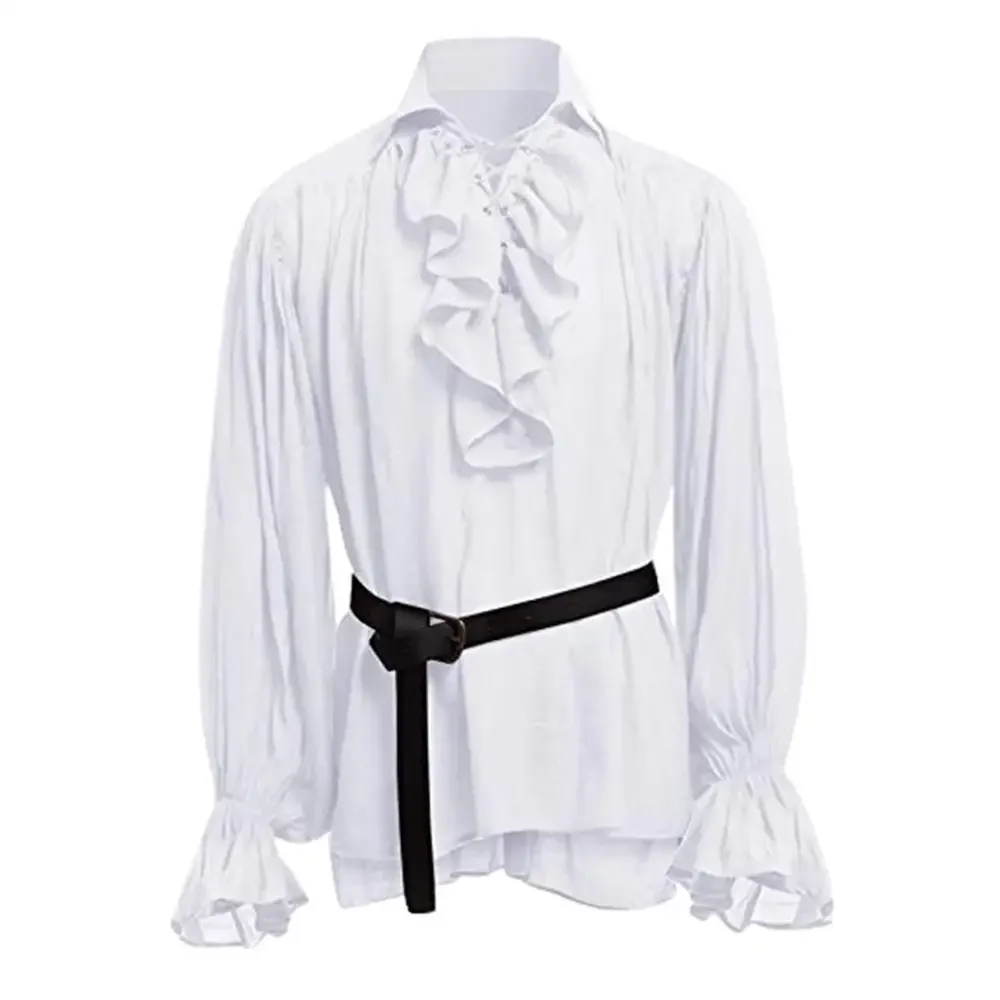 Camisas Medievales con Volante - Medieval Gothic Lace Up Pirate Shirt reseña y precio