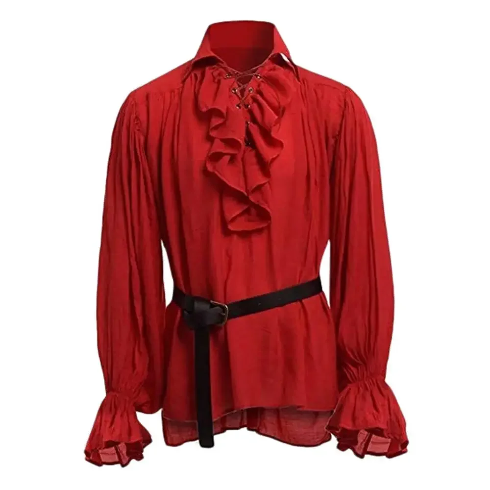 Camisas Medievales con Volante - Medieval Gothic Lace Up Pirate Shirt reseña y precio