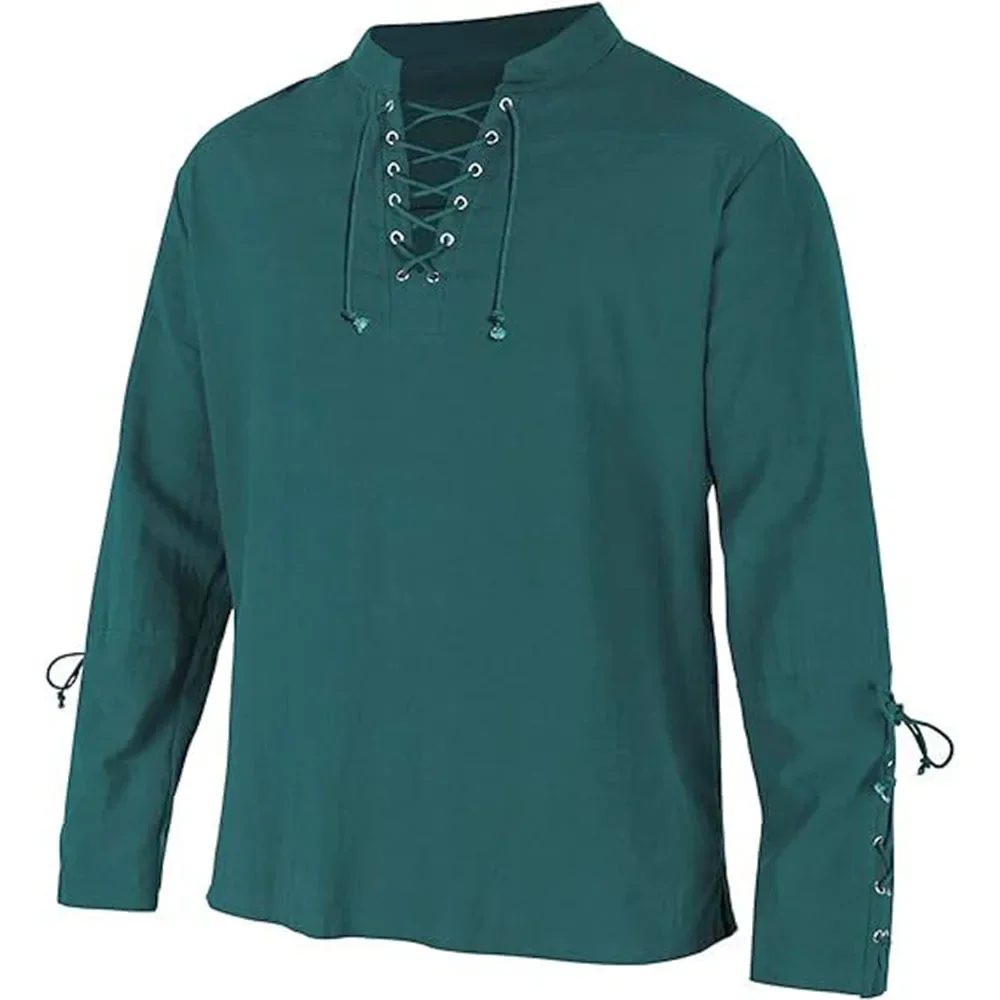 Camisas de manga larga con cor - Medieval Gothic Lace Up Pirate Shirt reseña y precio