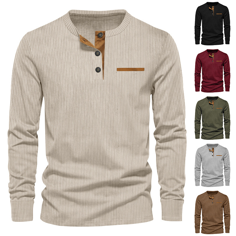 Nueva camiseta de manga larga  - Corduroy Button Up Shirt Men reseña y precio