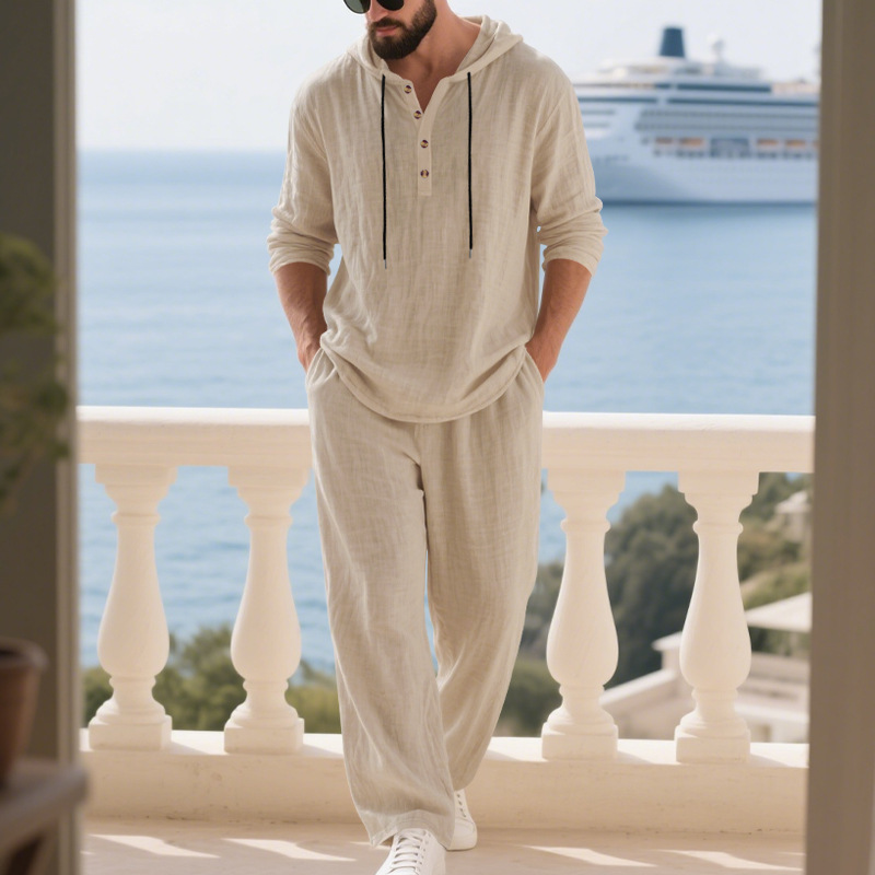 Traje casual de lino para homb - Mens Linen Shirt Long Sleeve reseña y precio