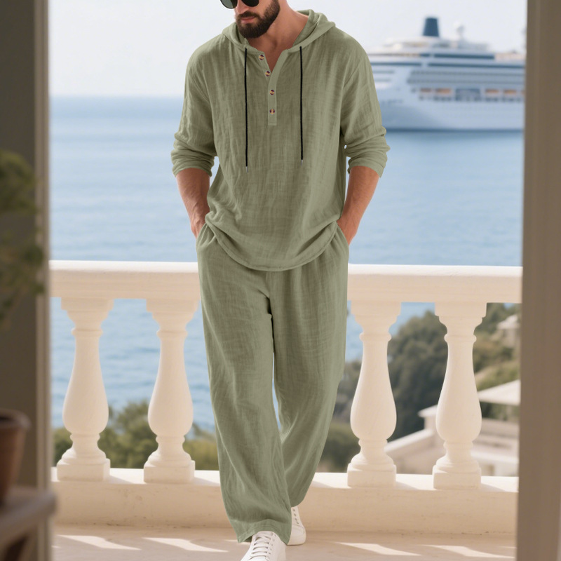 Traje casual de lino para homb - Mens Linen Shirt Long Sleeve reseña y precio