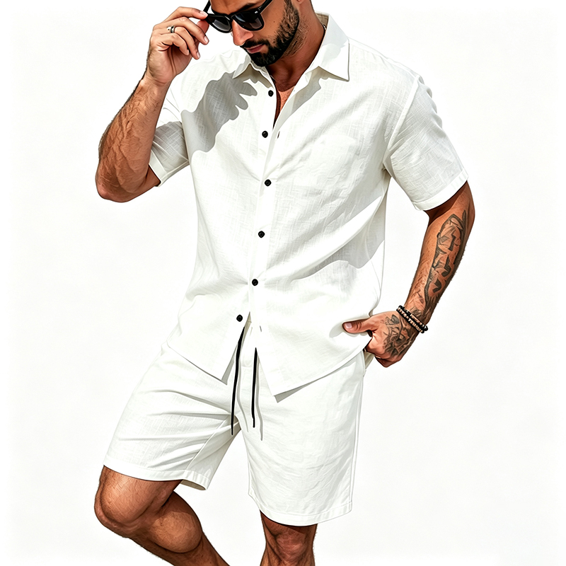 Conjunto de Dos Piezas de Lino - Mens Linen Shirt Long Sleeve reseña y precio