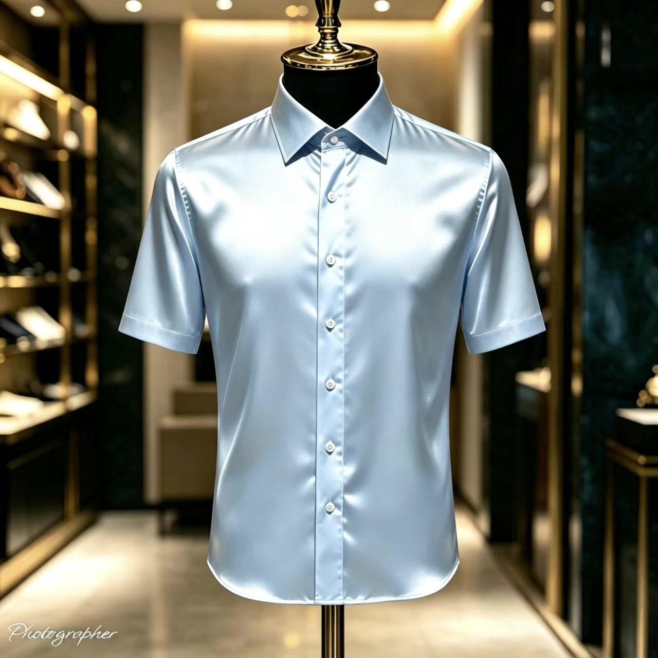 Camisa de Vestir de Manga Cort - Mens Satin Silk Dress Shirt reseña y precio