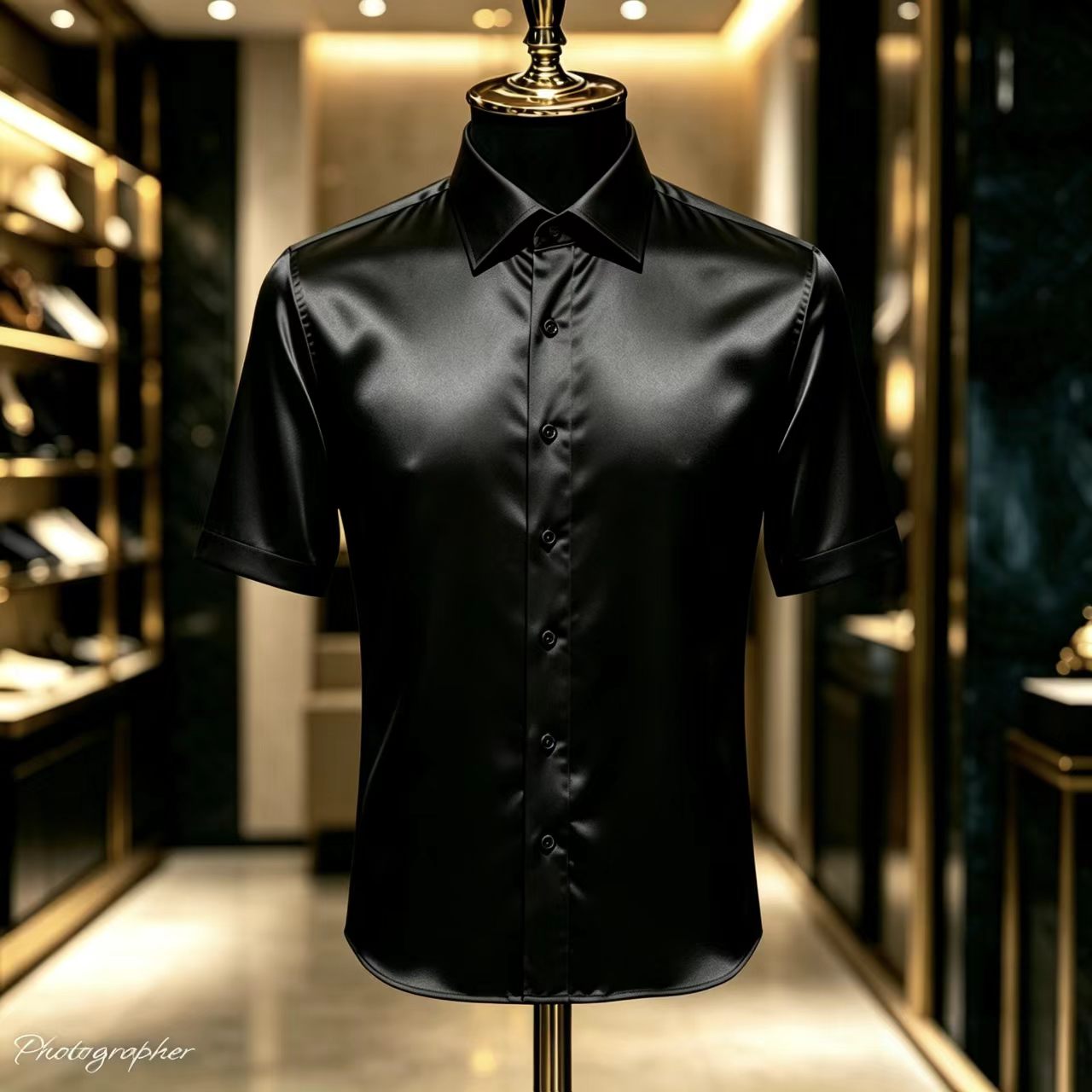 Camisa de Vestir de Manga Cort - Mens Satin Silk Dress Shirt reseña y precio