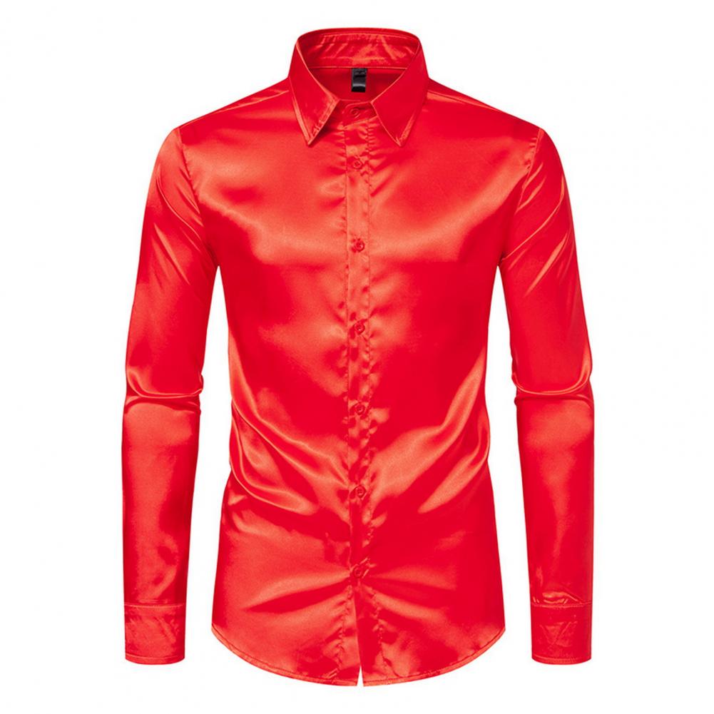 Camisa de Seda Satinada Azul,  - Mens Satin Silk Dress Shirt reseña y precio