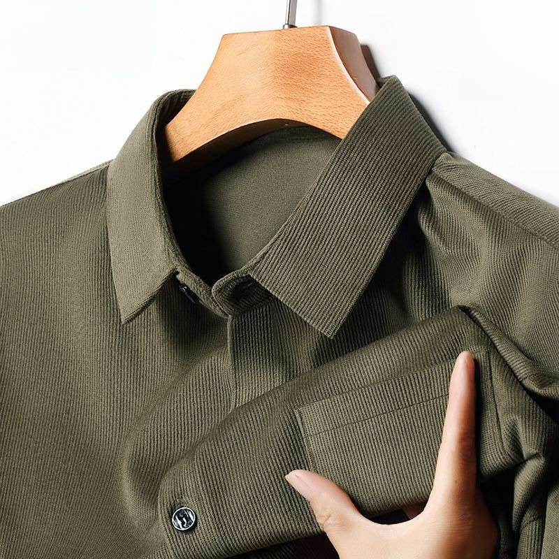 Camisa de manga larga de pana  - Corduroy Button Up Shirt Men reseña y precio