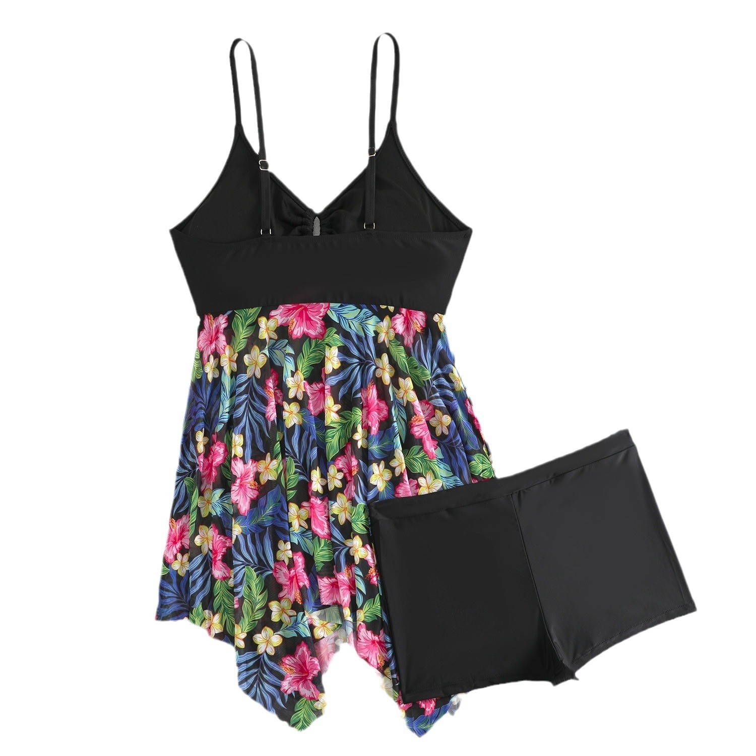 Tankini sin mangas con cuello  - Shorts reseña y precio