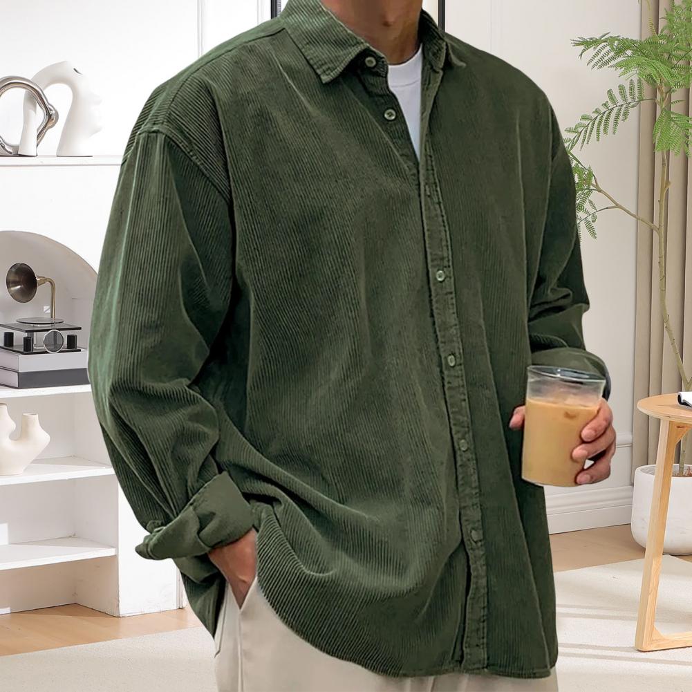 Camisas Casuales de Hombre par - Corduroy Button Up Shirt Men reseña y precio