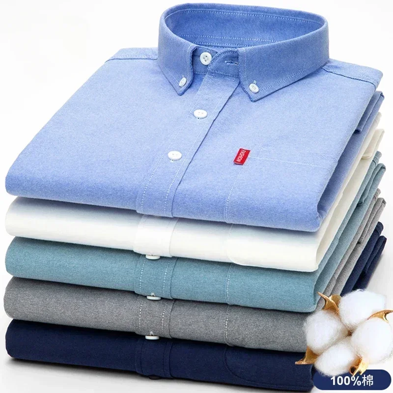 Camisa de manga larga para hom - Oxford Cotton Casual Shirt Business reseña y precio