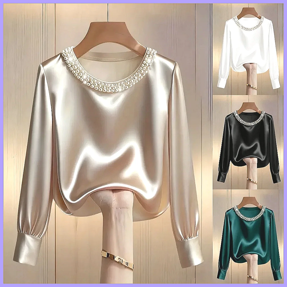 Blusa Elegante de Satén con Cu - Shirts reseña y precio