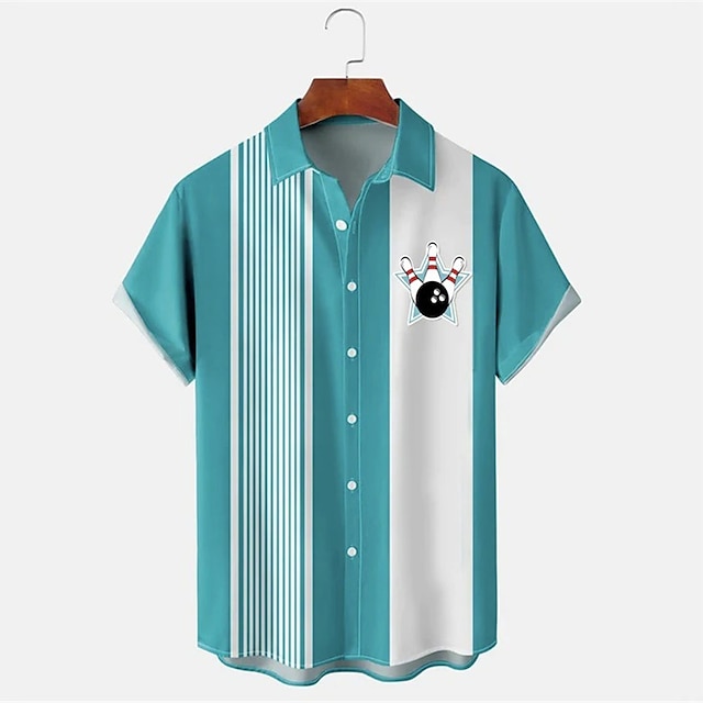 Camisa de Manga Corta con Esta - Short Sleeve Bowling Shirt Retro reseña y precio