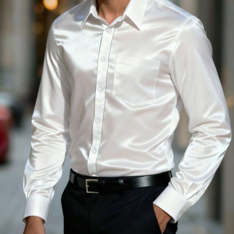 Camisa de vestir para hombre,  - Mens Satin Silk Dress Shirt reseña y precio