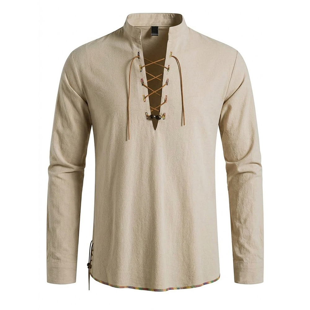 Camisa Medieval de Cuello Henl - Medieval Gothic Lace Up Pirate Shirt reseña y precio