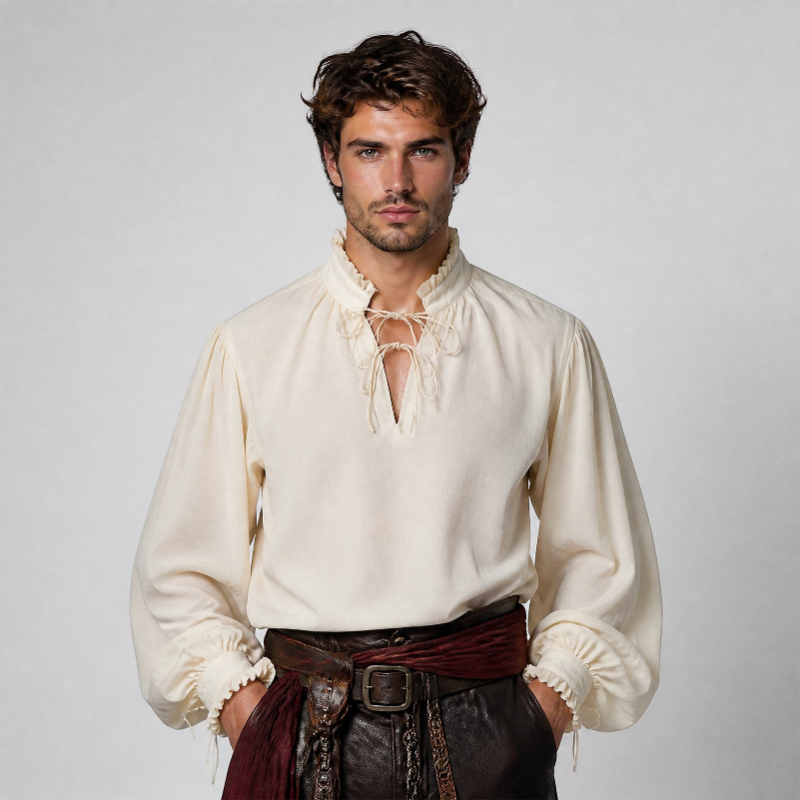 Camisa pirata medieval renacen - Medieval Gothic Lace Up Pirate Shirt reseña y precio