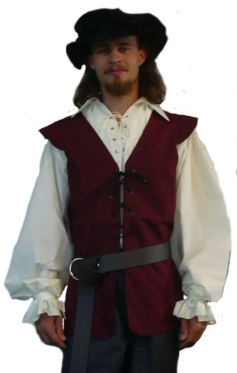 Camisas medievales con volante - Medieval Gothic Lace Up Pirate Shirt reseña y precio