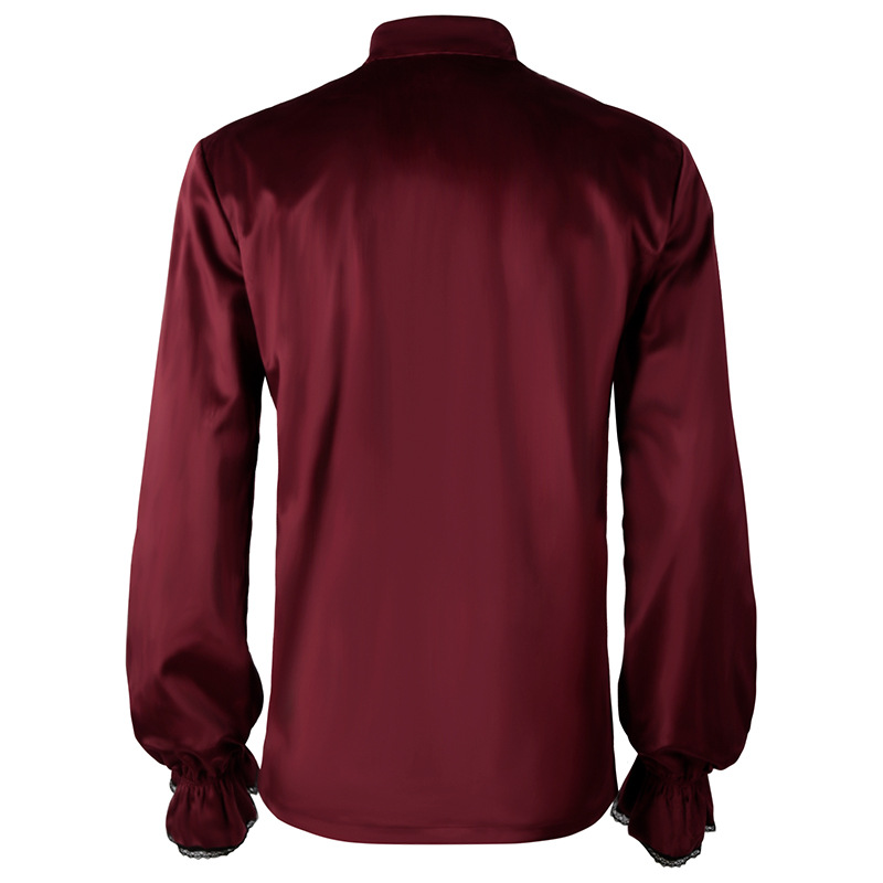 Camisa de encaje rojo con vola - Medieval Gothic Lace Up Pirate Shirt reseña y precio