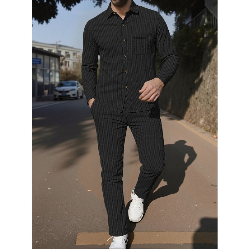 Conjunto de dos piezas para ho - Corduroy Button Up Shirt Men reseña y precio