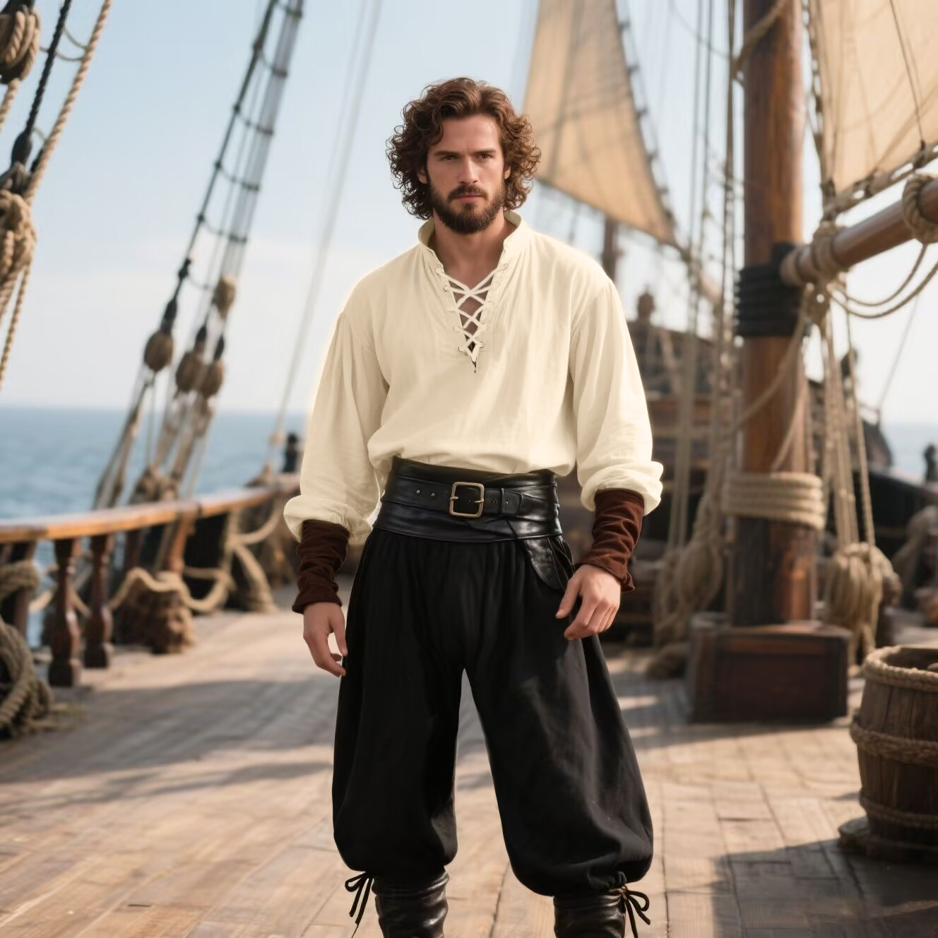 Camisa Medieval Renacentista p - Medieval Gothic Lace Up Pirate Shirt reseña y precio
