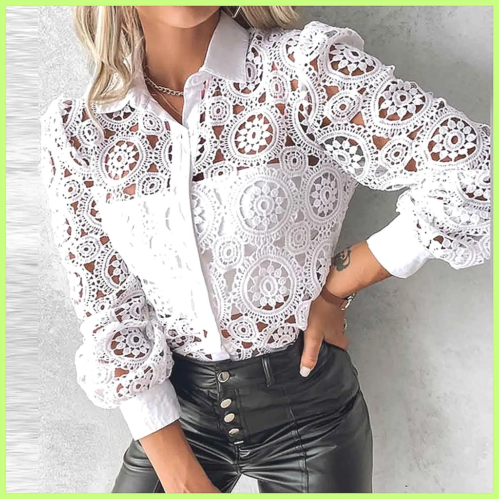 Camisa Blanca de Encaje para M - Shirts reseña y precio